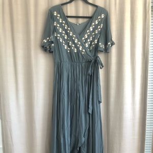 Wren and Ivory Faux Wrap Dress